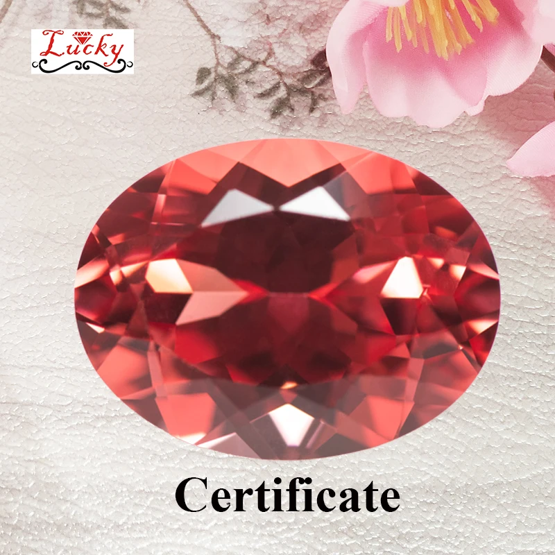 

Lab Grown Padparadscha Fire Lotus Color Oval Shape Charm Beads for Diy Jewelry Making Rings Materials Selectable AGL Certificate