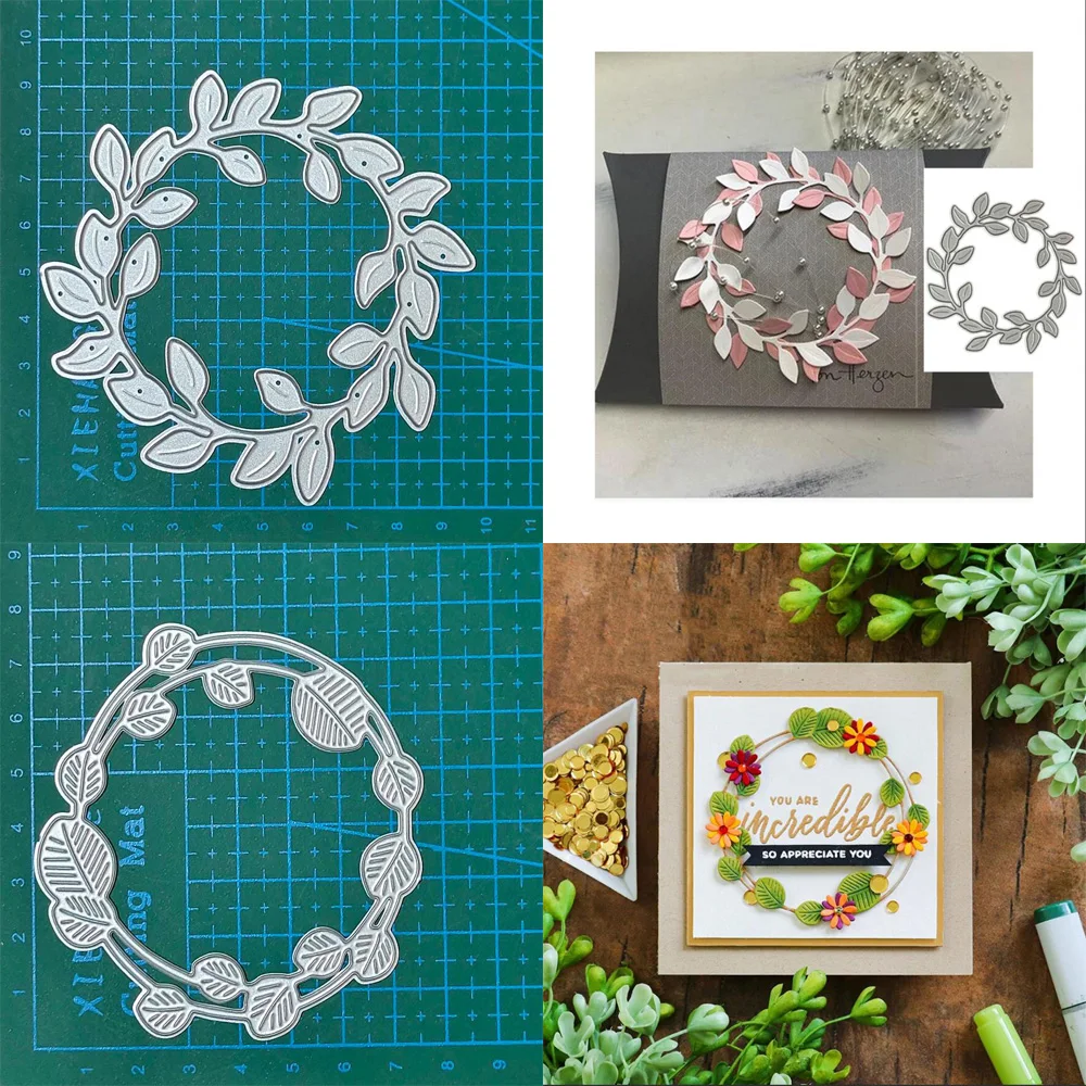 Leaf wreath metal cutting dies cut die mold Scrapbook paper craft knife mould blade punch template Embossing stencils