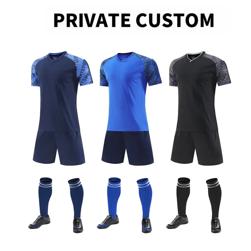 

Custom Logo Soccer Uniform Set Blank Jerseys Printing Number Name Quick Drying Breathable Adult Kids Training Football Jersey