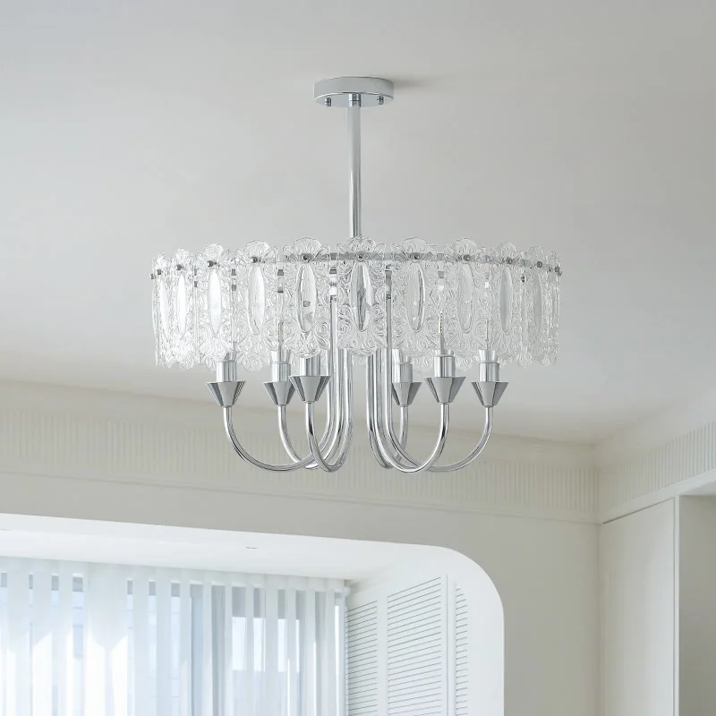 French Vintage Bedroom Chandelier American Medieval Living Room Dining Room Study Cloakroom Chrome Crystal Cream Wind Lamps
