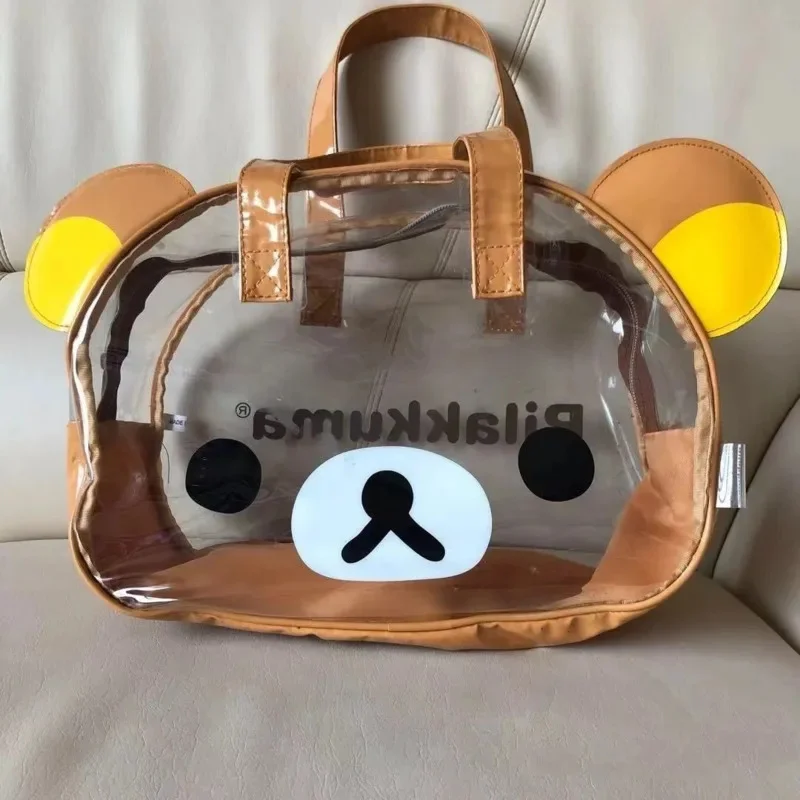 

Rilakkuma Transparent Bag Cute Women's Tote Handbag Cute Bear Storage Bag Waterproof Multi-functional Portable Travel Tote Bag