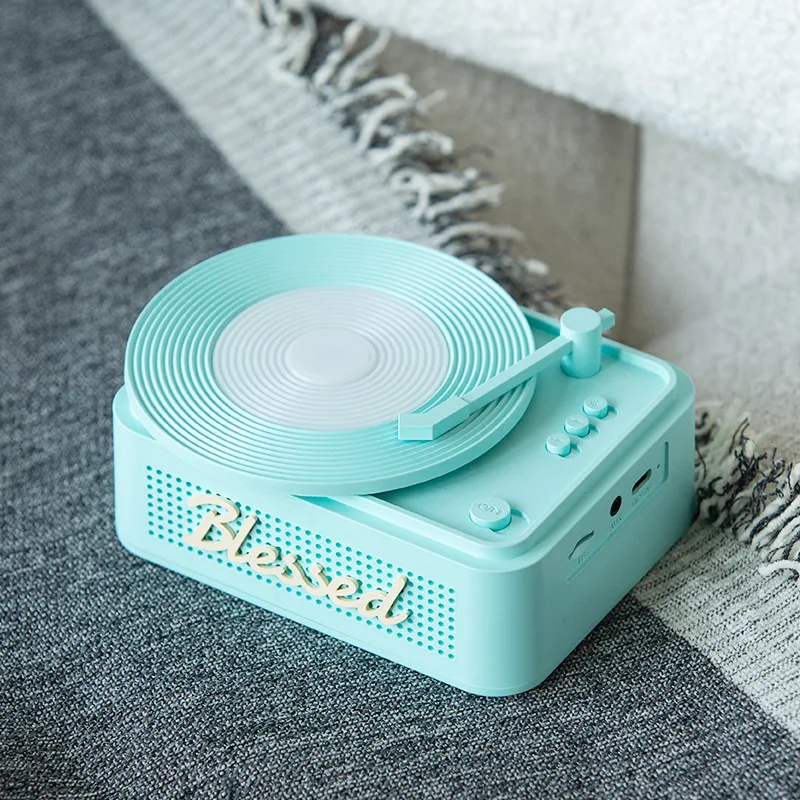 

Little Lucky Wireless Bluetooth Speaker Retro Vinyl Record Style Warm Night Light Creative Home Ambience Music Audio