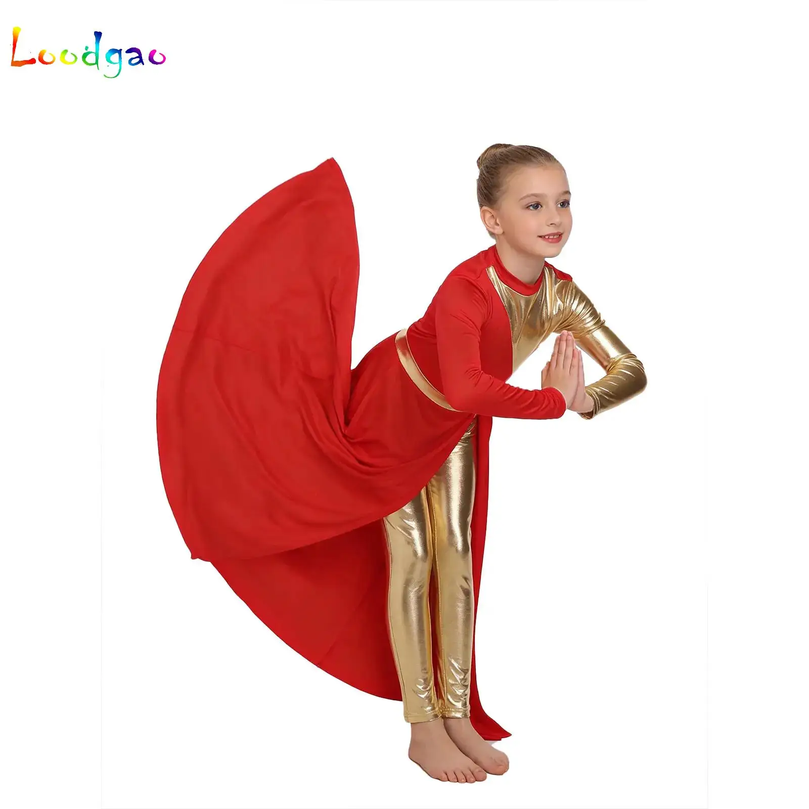

Girls Choir Robe Church Modern Dancewear Christian Worship Liturgical Praise Dance Robe Tunic Jumpsuit Dress Stage Performance