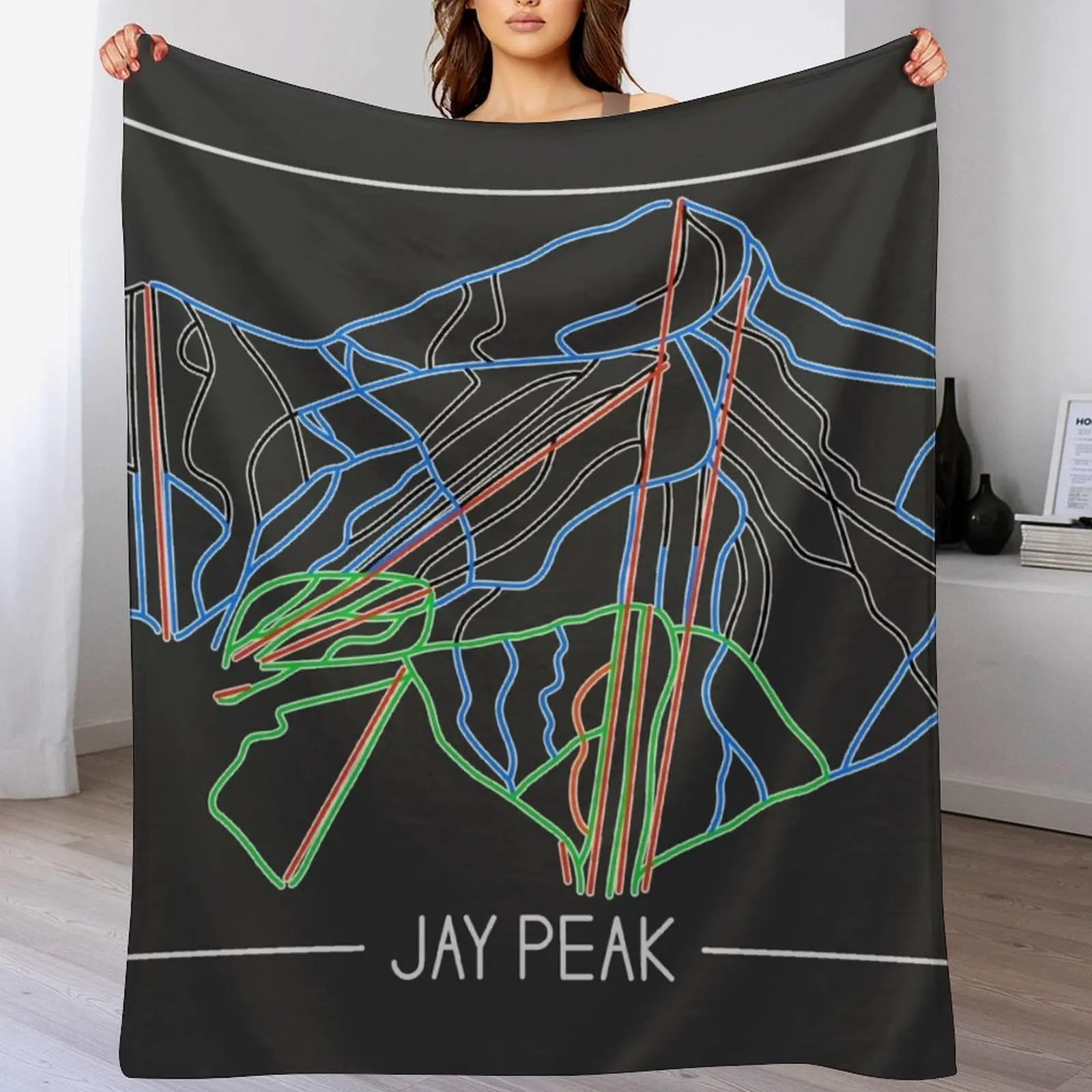 

Jay Peak Trail Rating Trail Map Throw Blanket Lightweight Warm Blanket for Travel Camping