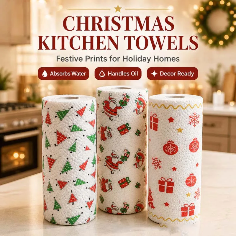 Christmas Christmas Kitchen Paper, Disposable Kitchen Cleaning Dual - Christmas Home Cleaning Tools, Christmas Decorative Paper Towels - Aliexpress Deal