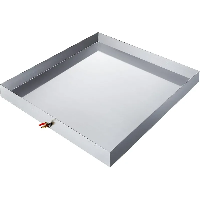 

32 x30 x 2.5 Washing Machine Drip Pan Stainless Steel 18GA Washer Drip Tray Catch for Laundry Room, Bathroom, w/Drain