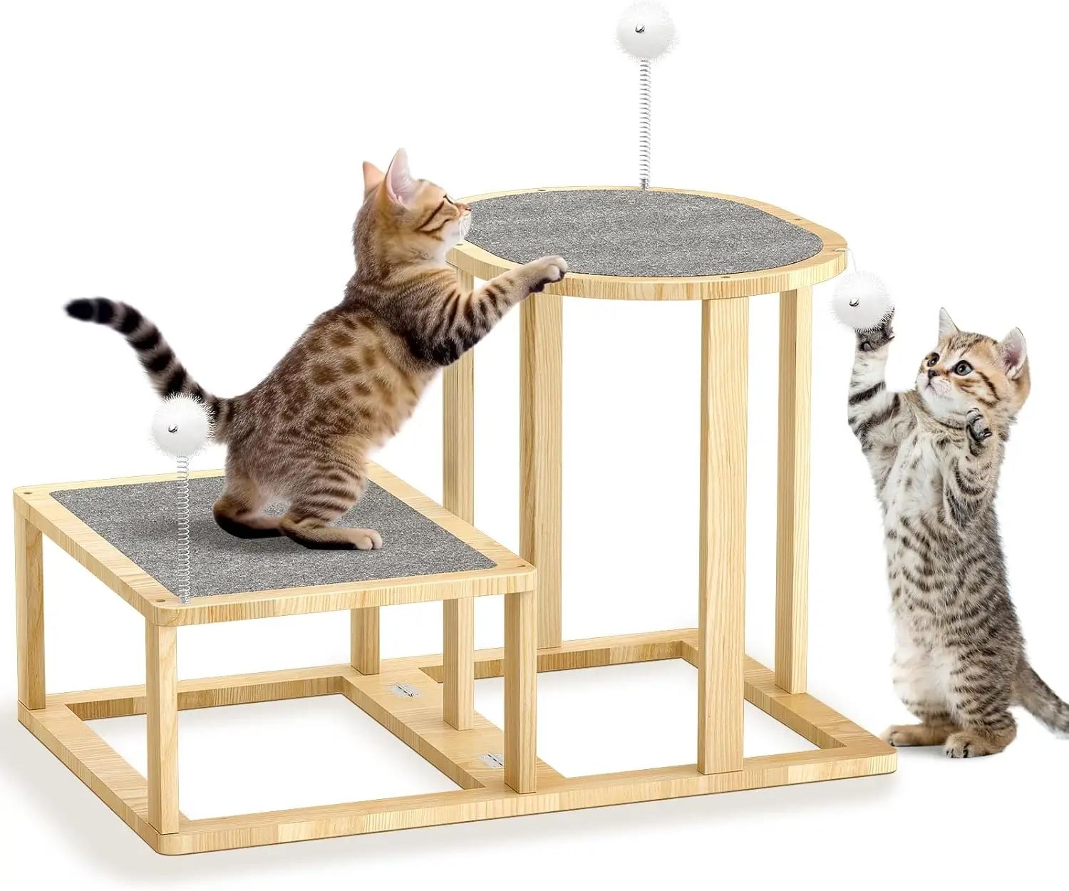 

16.9in Cat Tree Tower, 2-Level Cat Scratch Post with Scratching Mats, Cats Teasers & Hanging Ball, Cats Tree for Indoor