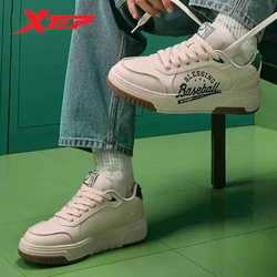 Xtep Board Shoes for Men 2025 Spring Anti-slip Wrapping Comfortable Vintage Thick Sole Casual Leisure White Shoes 975119310050
