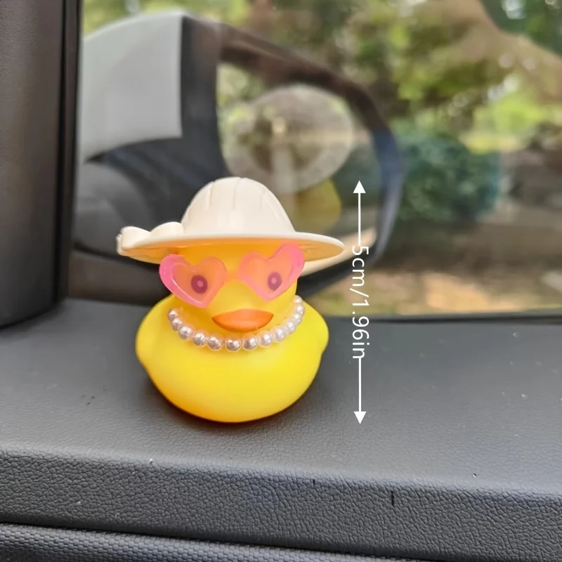 1PC Cute Yellow Duck with Pink Glasses Bicycle Decoration, Car Decoration, Novice Driver Gift, Festival Gift