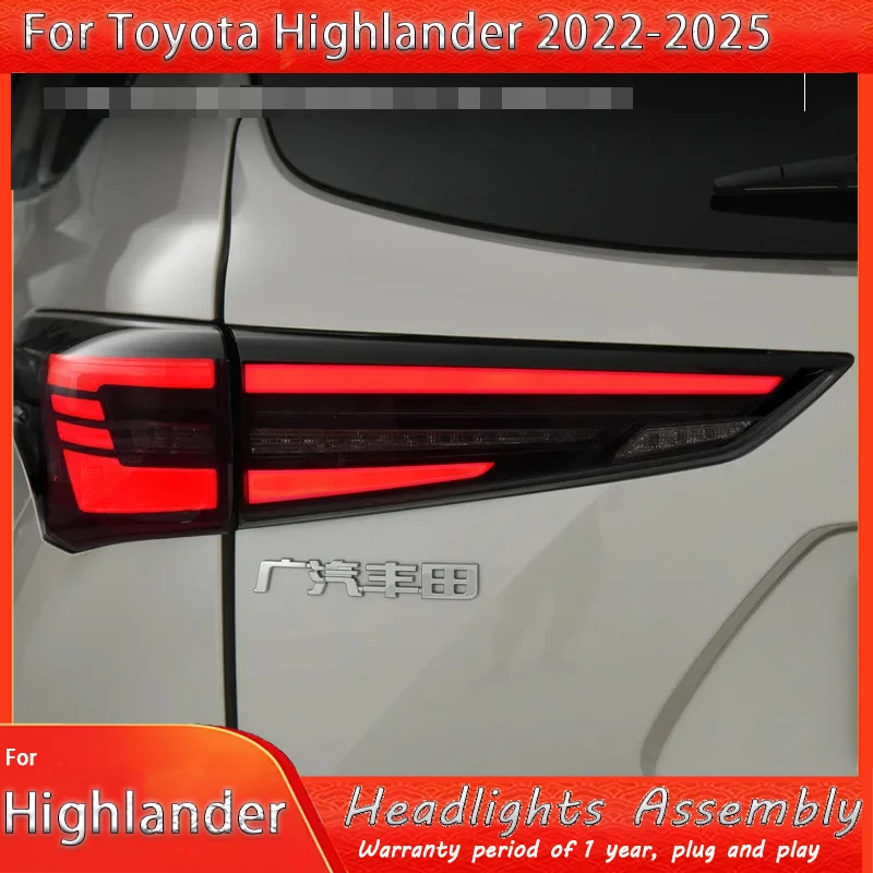 

Автомобильные светодиодные задние фонари для Toyota Highlander, светодиодный задний фонарь 2020-2025, задний фонарь DRL, динамический сигнал, тормоз, аксессуары для заднего хода