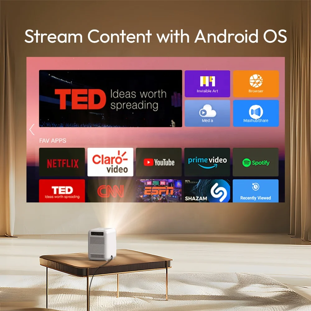 U4 مقاوم للغبار ذكي واي فاي ثلاثي الأبعاد LCD فيديو أندرويد LED مسرح منزلي 4k أجهزة عرض مع فن القماش 1080P Smart Mini #5