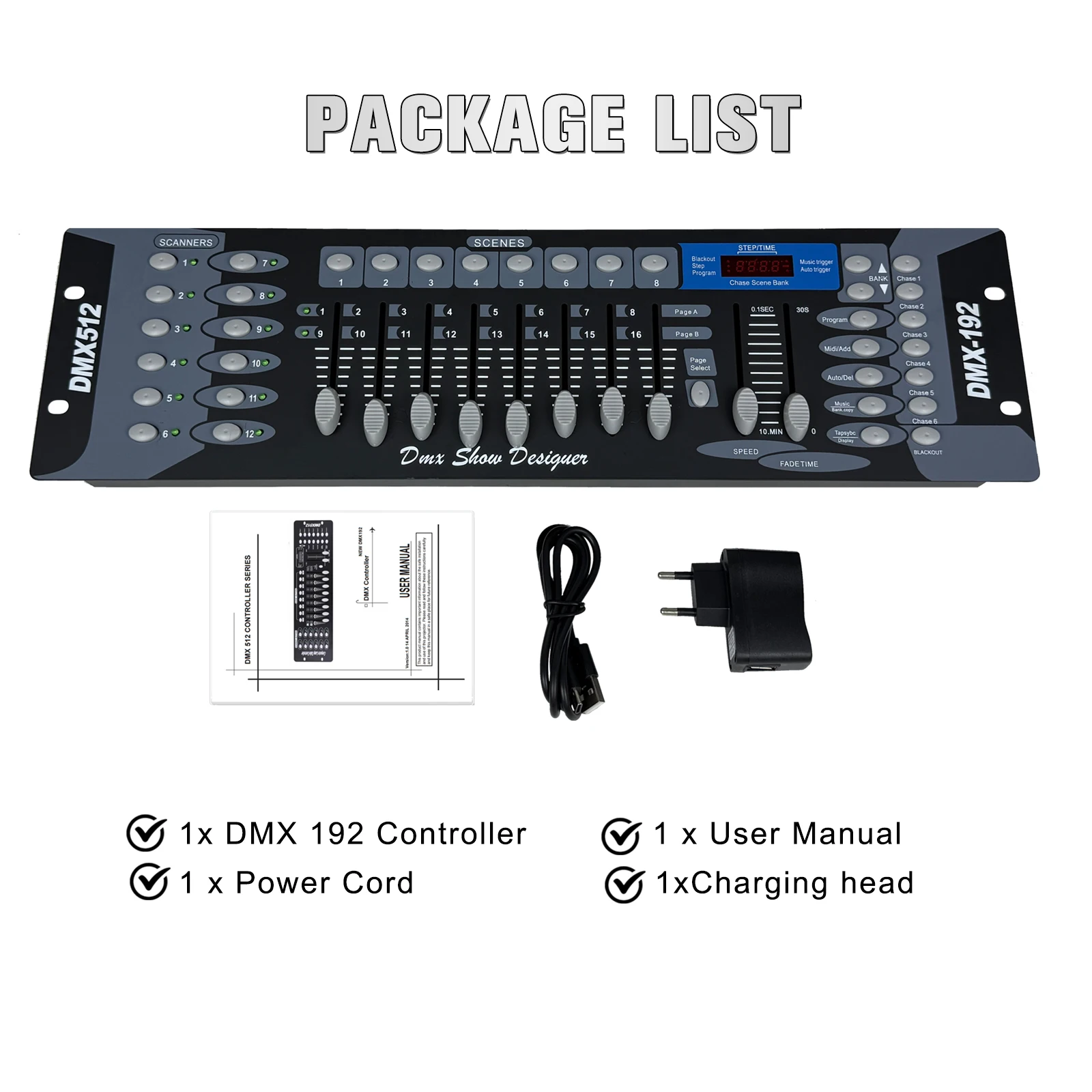 New192 Dmx تحكم Dj معدات Dmx 512 وحدة التحكم المرحلة التحكم في الإضاءة ل Led الاسمية تتحرك رئيس الأضواء RGBW شعاع غسل