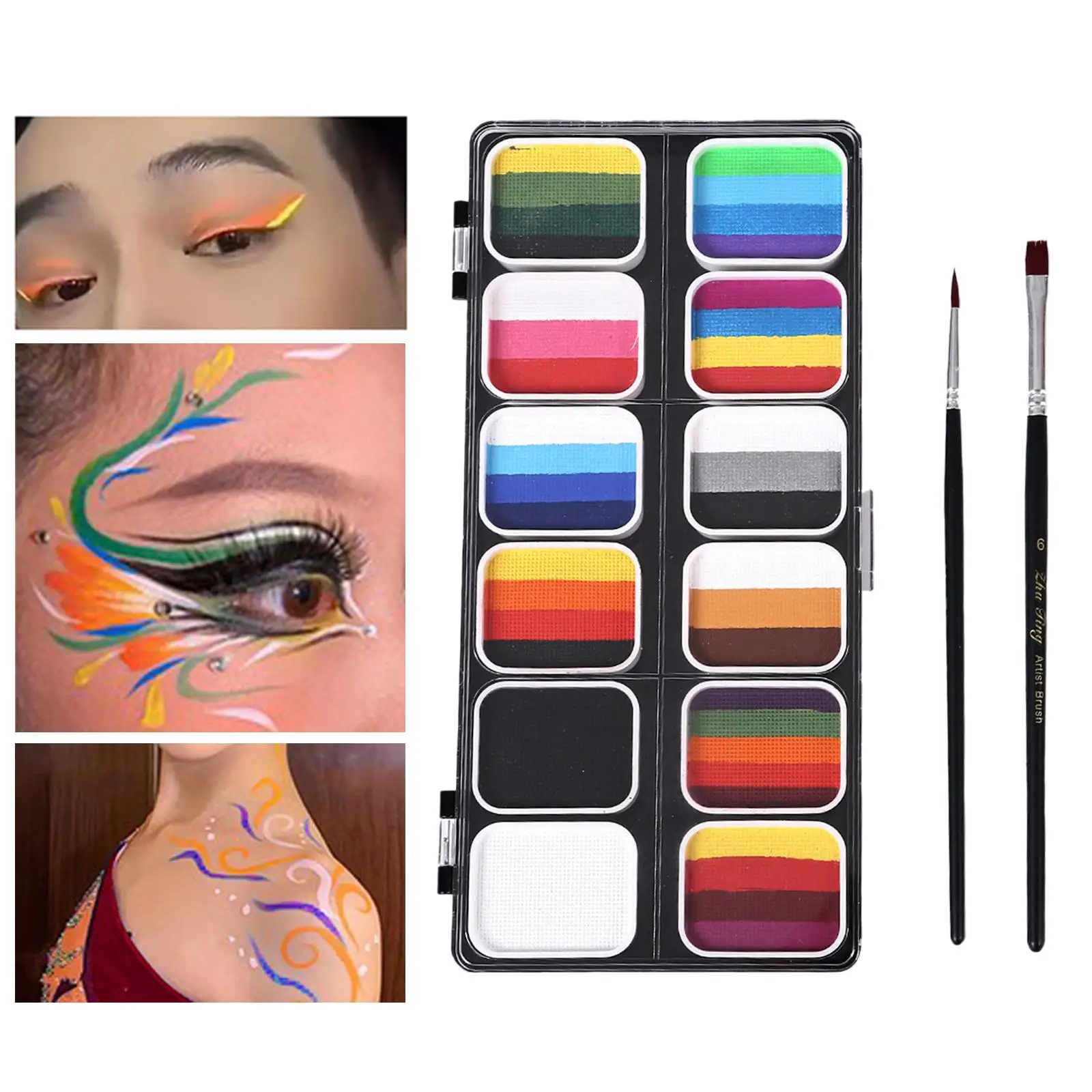 Paleta de pintura para niños y adultos, maquillaje, baile, utilería para fotos, cara y cuerpo, juego de pintura