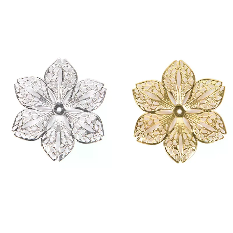 50pcs/set Filigree Flower Crafts Charms Connectors, DIY Pendant Jewelry Findings For Necklace Bracelet Earrings Making