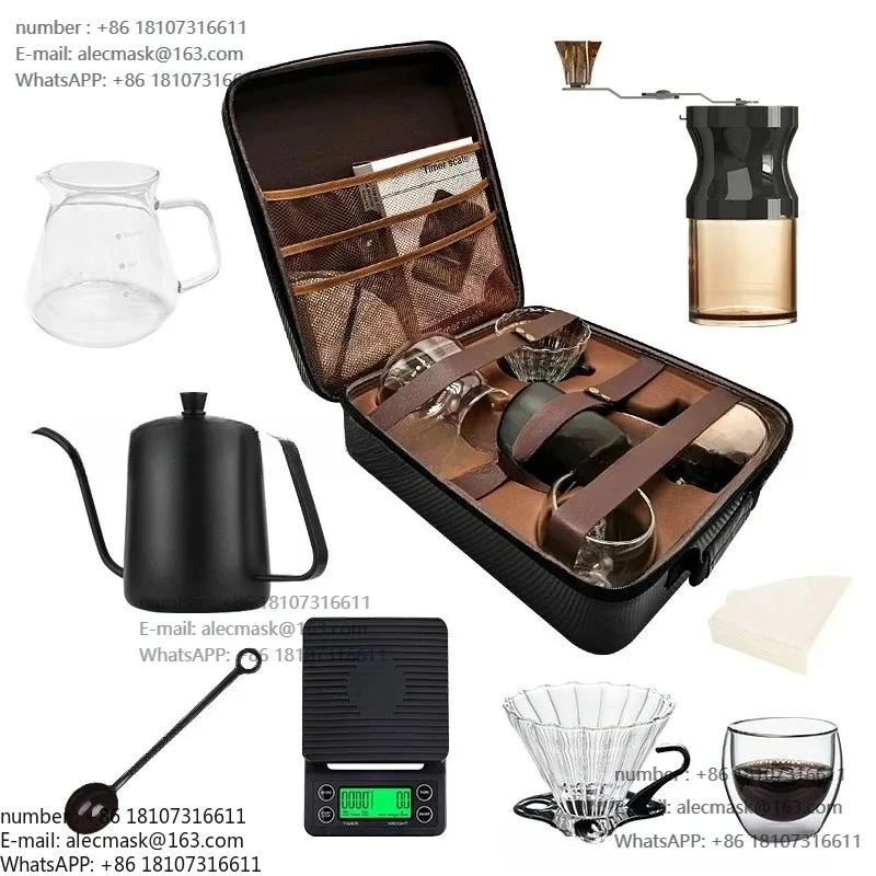 

Travel Portable Storage Hand Brewing Coffee Set Hand Grinding Coffee Maker Coffee Hand Brewing Maker Bean Grinder Combination