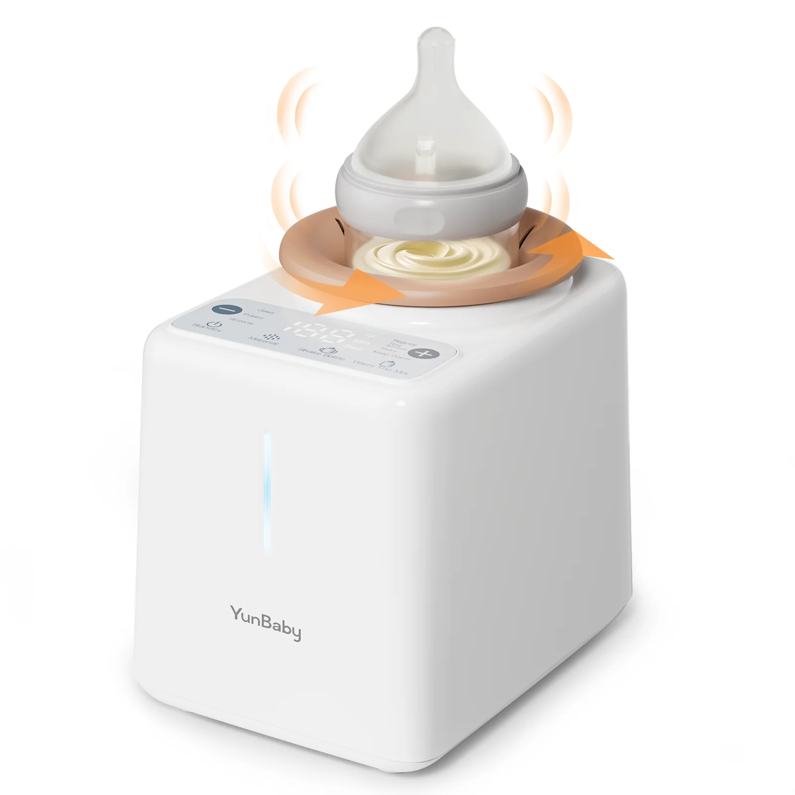 

YunBaby Waterless Baby Bottle Warmer – Fast Heating & Auto Rotation for Formula, Adjustable Temp, Fits All Bottles