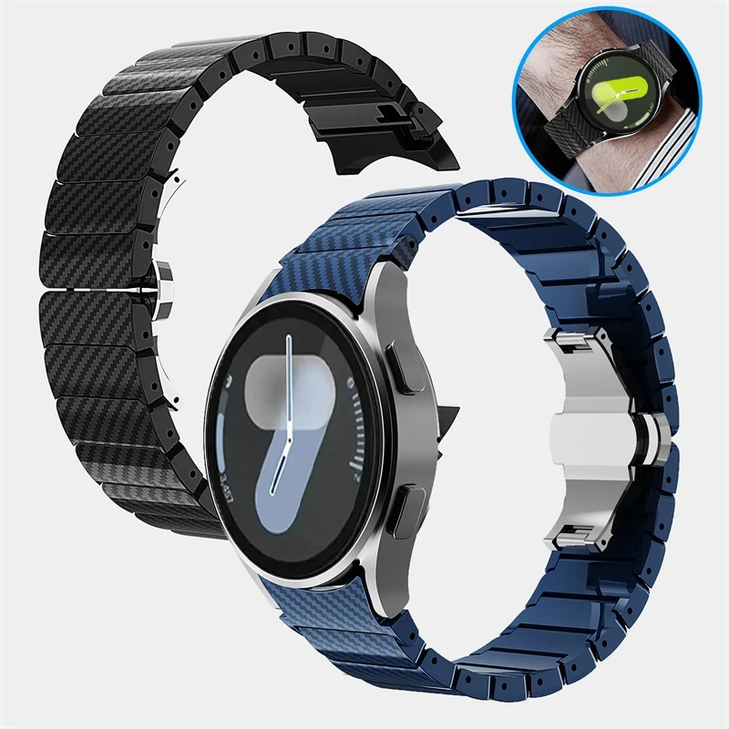 Carbon Fiber Link Band for Samsung Galaxy Watch 4 6 Classic 47 43 42 46mm Lightweight Strap Galaxy Watch 4 5 6 7 40mm 44mm 5 Pro