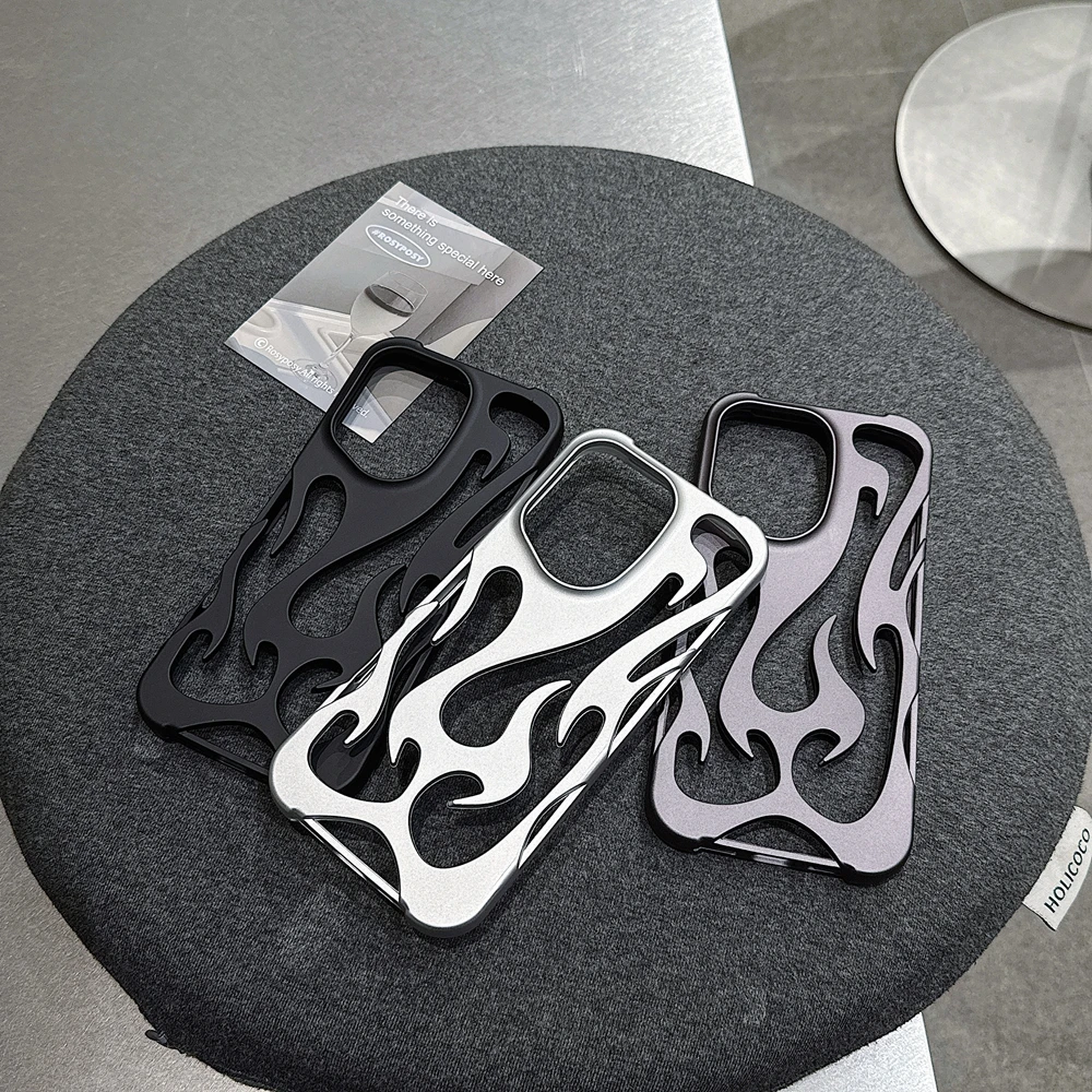 حافظة هاتف بنمط لهب النار لهاتف آيفون 17 اير 16 بلس برو ماكس برو ماكس موضة كول جوفاء سليم غطاء حماية ناعم مقاوم للصدمات #1