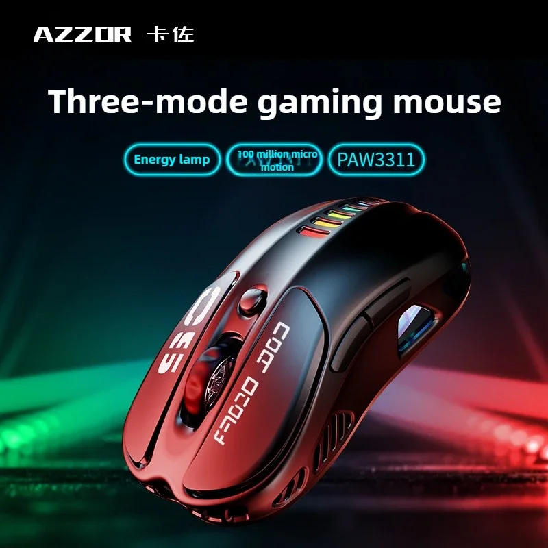 AZ57 Wireless Mouse E-sports Games Bluetooth Wired Three-mode Hollow Mechanical Computer Laptop Keyboard Mouse PAW3311 DPI12000