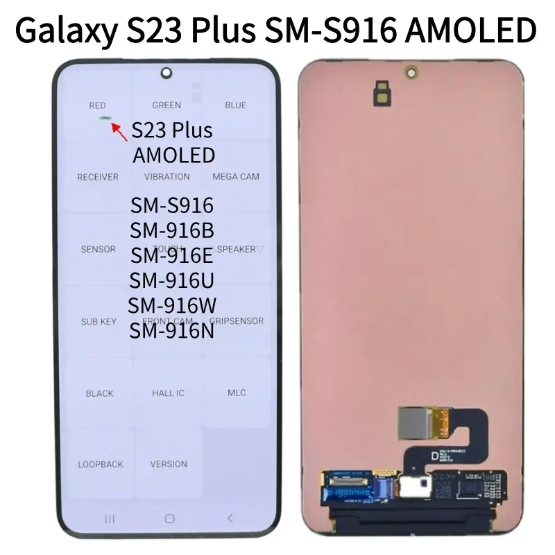 Super AMOLED For Samsung 6.7 Inch Galaxy S23 PLUS 5G S916U S916F  S9160 LCD Display Touch Screen Digitizer replace 100% testing