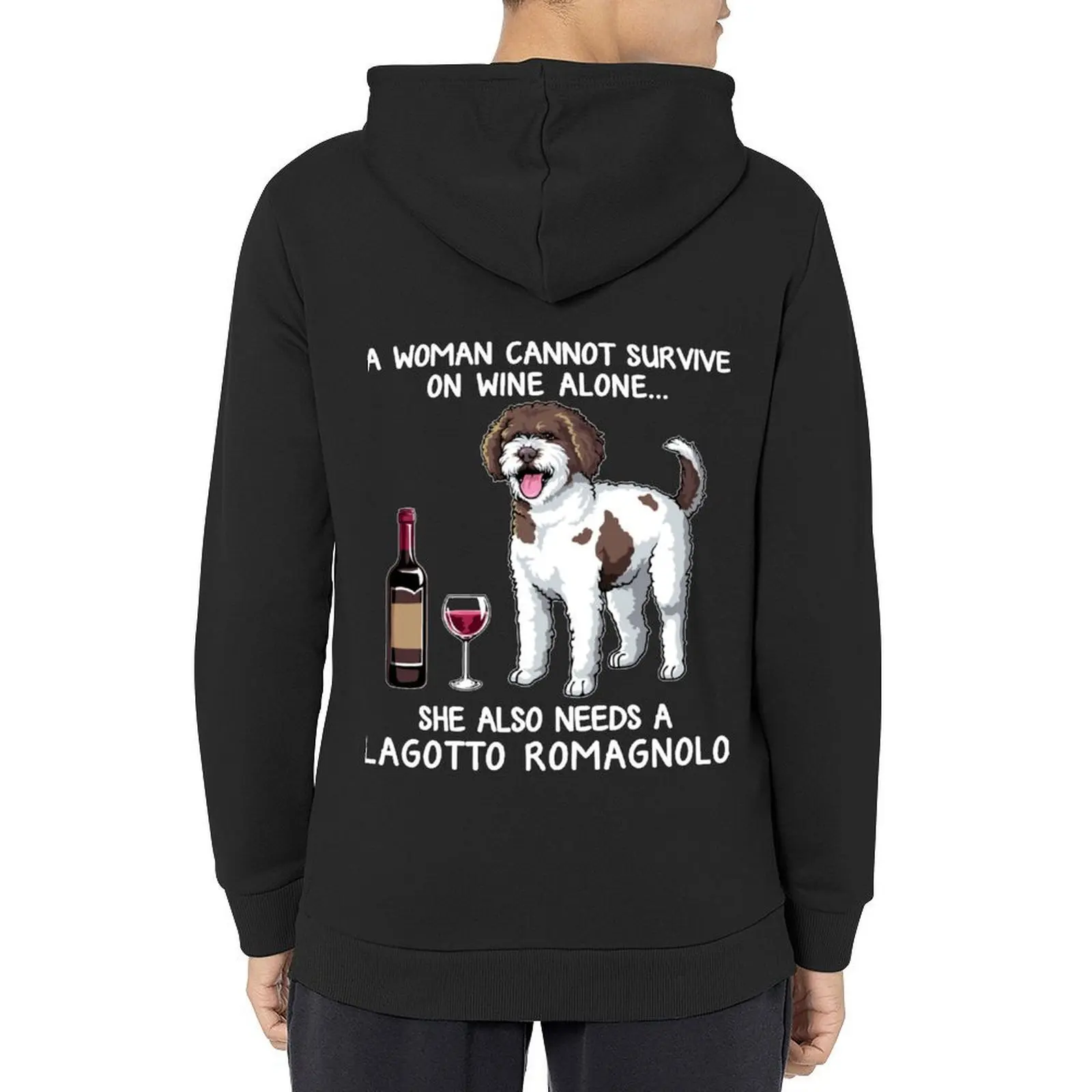 

Lagotto Romagnolo and wine Funny dog Fitted Hoodie male clothes blouse autumn new products aesthetic clothing hoodie