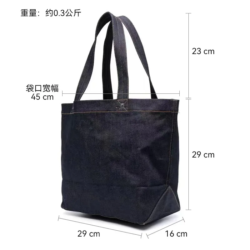 Causal Letters Print Print Ladies Denim Handbag Luxury Designer Jeans Tote Bag For Women Female Large Shoulder Shopper Bag