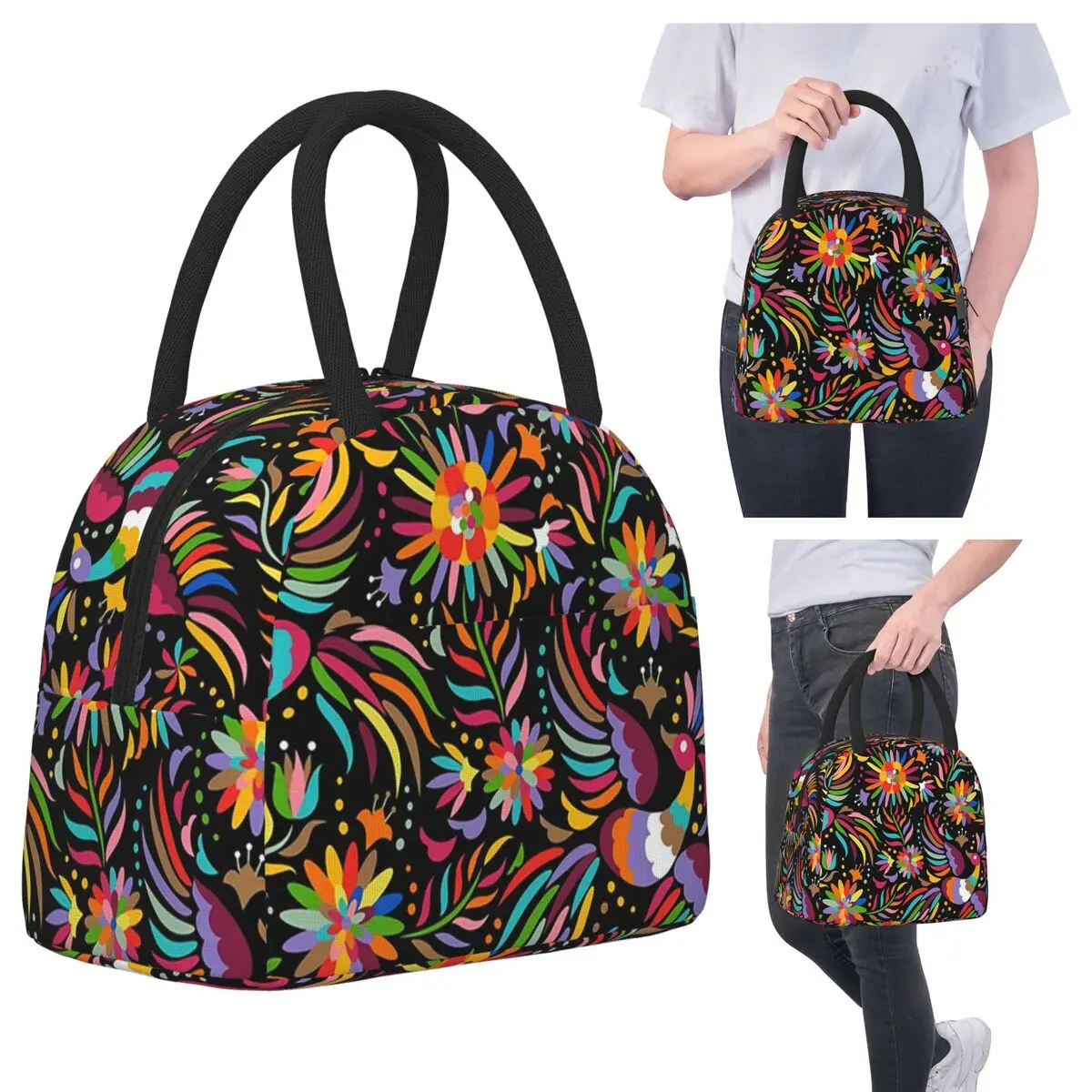 

Traditional Mexican Colorful Insulated Lunch Bag for Women Office Cooler Thermal Food Box Tote Portable Lunch Boxes Container