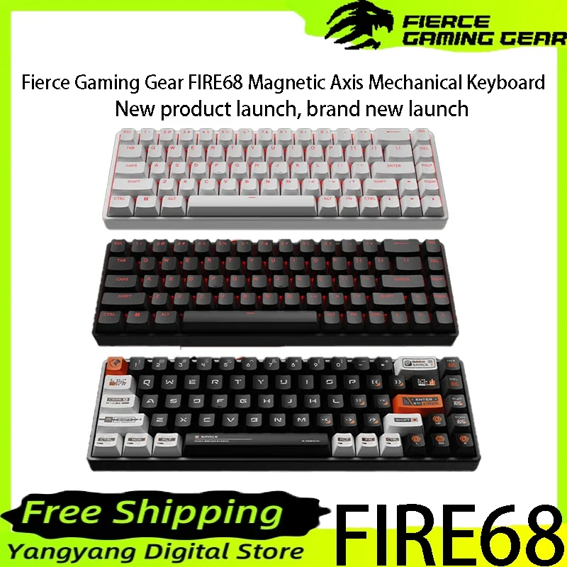 

Fierce Gaming Gear FIRE68 Wired Magnetic Axis Mechanical Keyboard 8K Gaming Level Low Latency Fast Trigger Valorant RGB GATERON