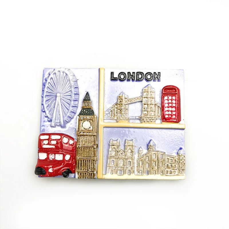 Personalized 3D Resin Fridge Magnet, Cute London Cities Souvenir, High Quality, OEM