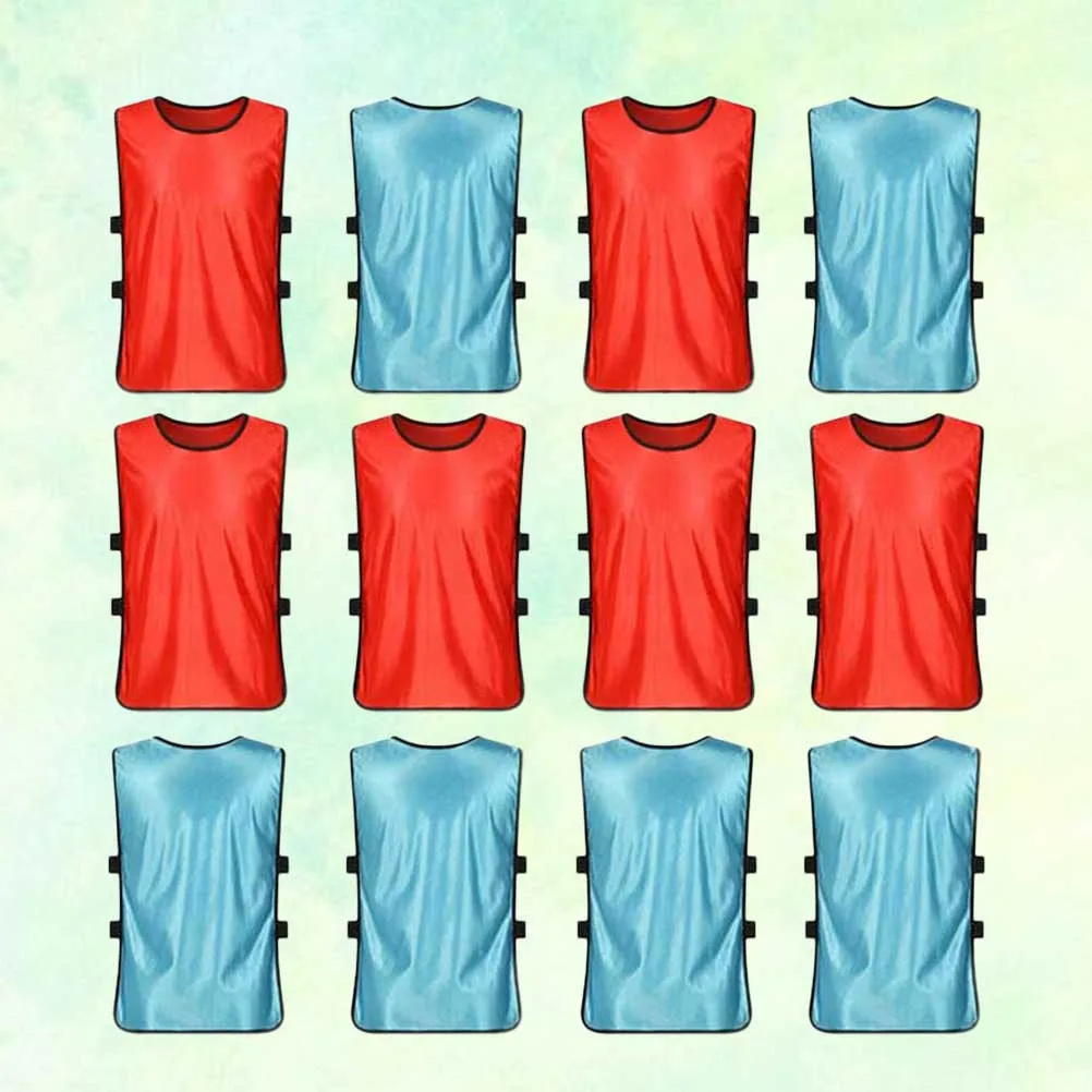 เสื้อกั๊กฝึกซ้อมเด็ก 12 ชิ้น ผ้าโพลีเอสเตอร์ตาข่ายน้ำหนักเบา สำหรับฤดูร้อน เสื้อแขนกุดเด็ก แห้งเร็ว นุ่ม สำหรับกีฬาบาสเกตบอล