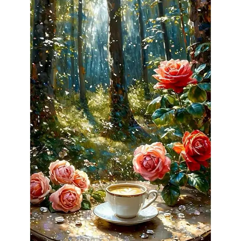 

GATYZTORY Jungle Rose Painting By Numbers Wall Decor Crafts DIY Kits for Beginners Scenery Paint for Painting Handmade Picture D