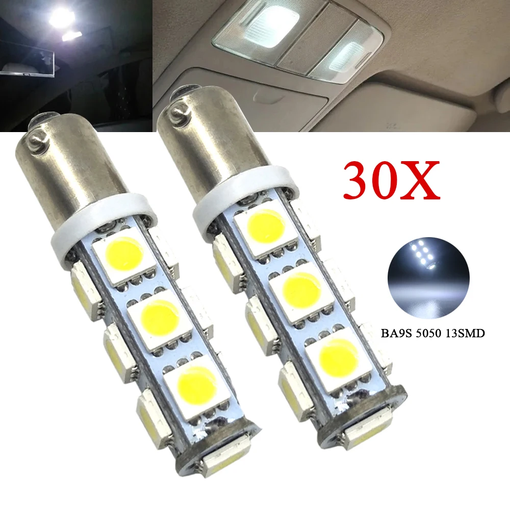 

YSY 30pcs/lot BA9S 5050 13SMD Car LED Amber Interior License Plate Map Dome Light Bulb Lamp