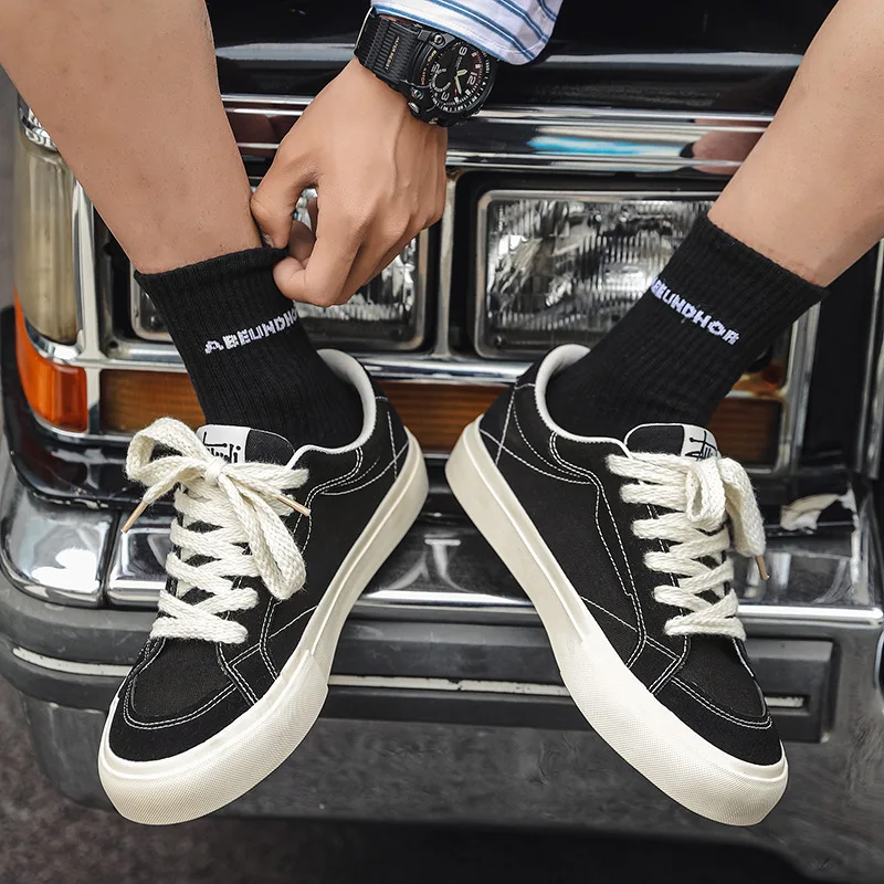 New Classic Stitching Canvas Footwear Canvas Sneakers,Lace Up Comfort Footwear Zapatillas De Lona, Street Trend Men Casual Shoes