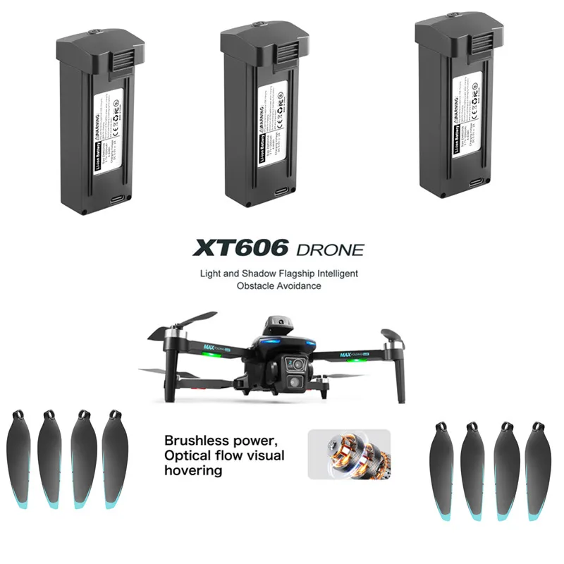 

XT606 Brushless Obstacle Avoidance Remote Control RC Drone Quadcopter Spare Parts Accessories 3.7V 1200Mah Battery Proepller USB