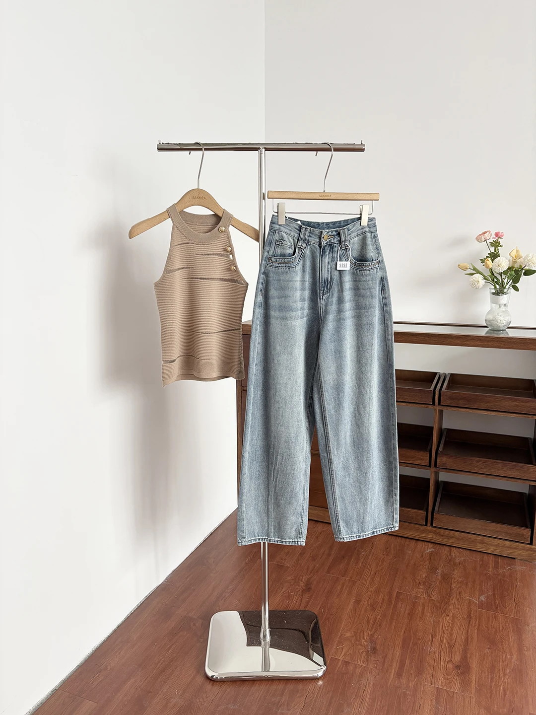 

Американские женские джинсы с высокой талией, свободного кроя, летние 2026, утягивающие, универсальные, широкие брюки-кюлоты из полиэстера