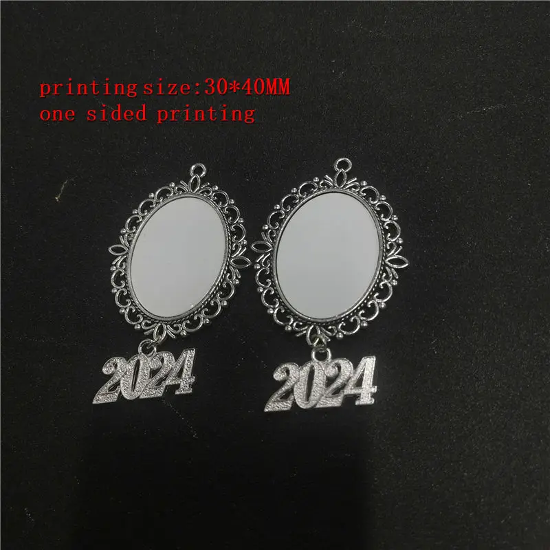 

sublimation blank 2024 graduation round and big oval charms 20pieces/lot