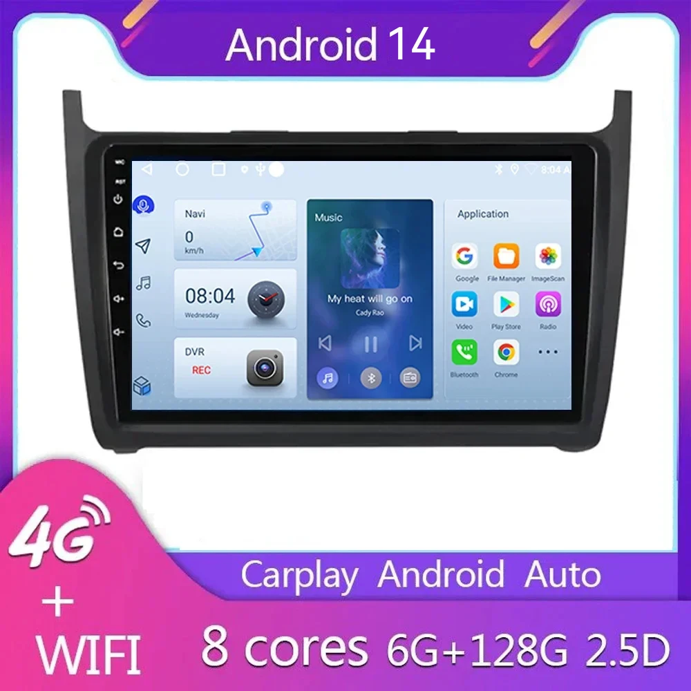 

Android14 Car Radio Multimedia Player For VW Volkswagen Polo 5 Sedan 2008-2020 GPS Navigation Autoradio Carplay Android Auto RDS