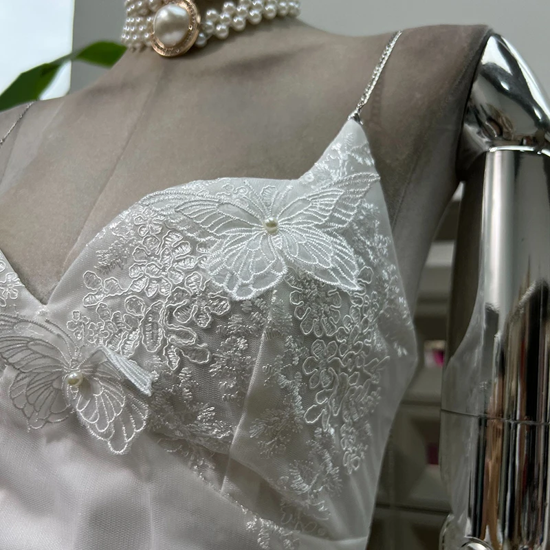 KBQ – Mini robe en dentelle pour femmes, couleur unie, Sexy, Perspective, Camisole, sans manches, dos nu, taille haute, élégante, mode féminine, nouveau