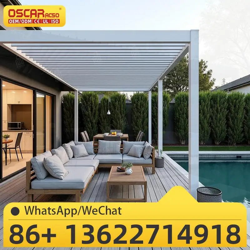 

Retractable Outdoor Aluminum Pergola Folding System Roof for Garden Backyard Patio pergola