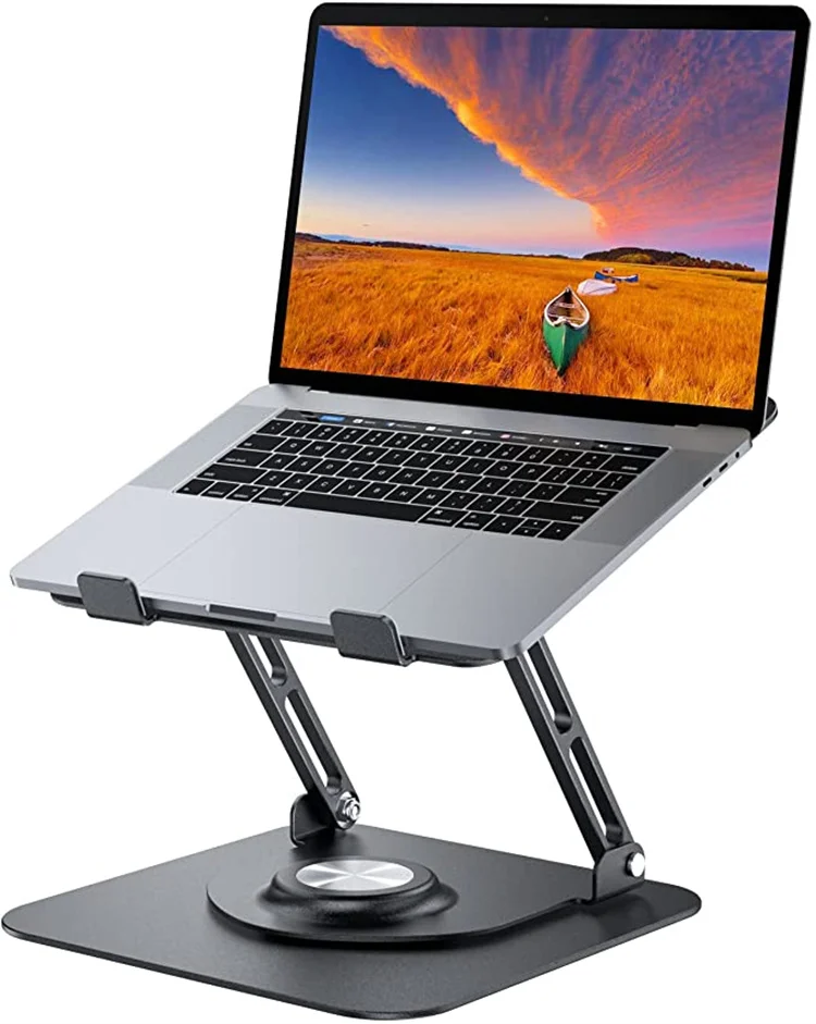 Ultra Slim 360 Swivel Aluminum Alloy Laptop Holder Foldable Portable Compact Notebook Computer Riser For Office Desk