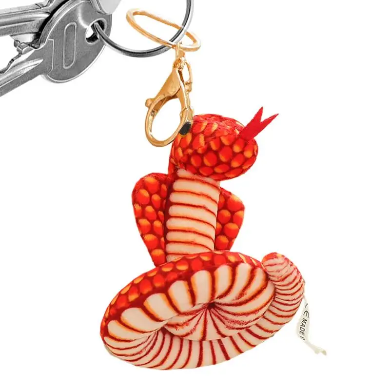 Plush Snake Toy 3.15in Plush Snake Keyring Simulated Cobra Rattlesnake Bag Pendant Ornament For Teens Prank Props