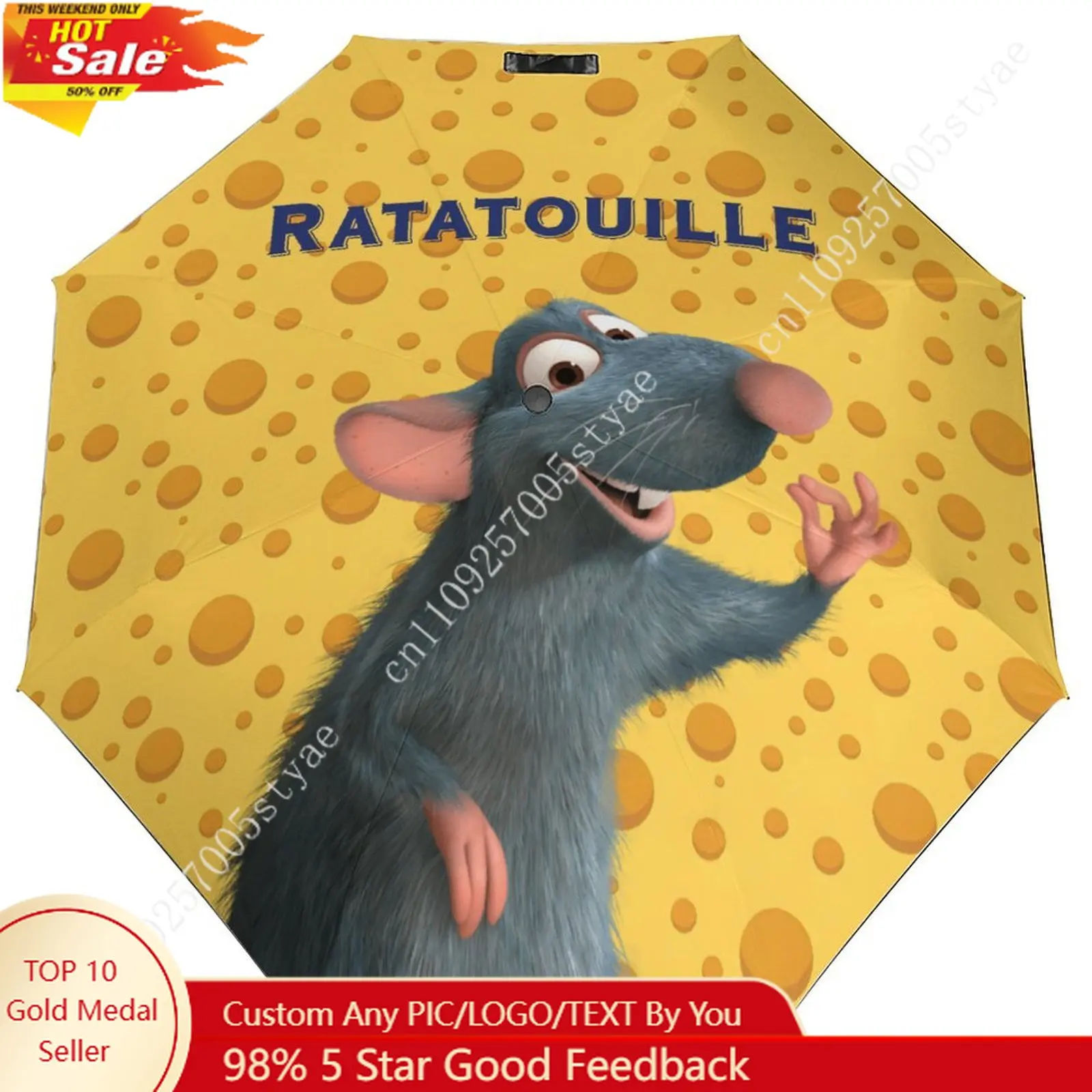 

Ratatouille Umbrella Disney Cartoon 3 Fold Auto Suitable Both Sunny Rainy Days Decoration Gifts Custom Umbrella Cosplay