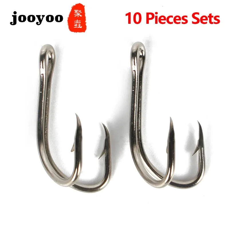 10 Pcs Fishhooks Long Shank Double Hook Weedless Fishing Hook Fly Tying Duple Hook Jig Bass Fish Hook Fishing Tackle Soft Lure