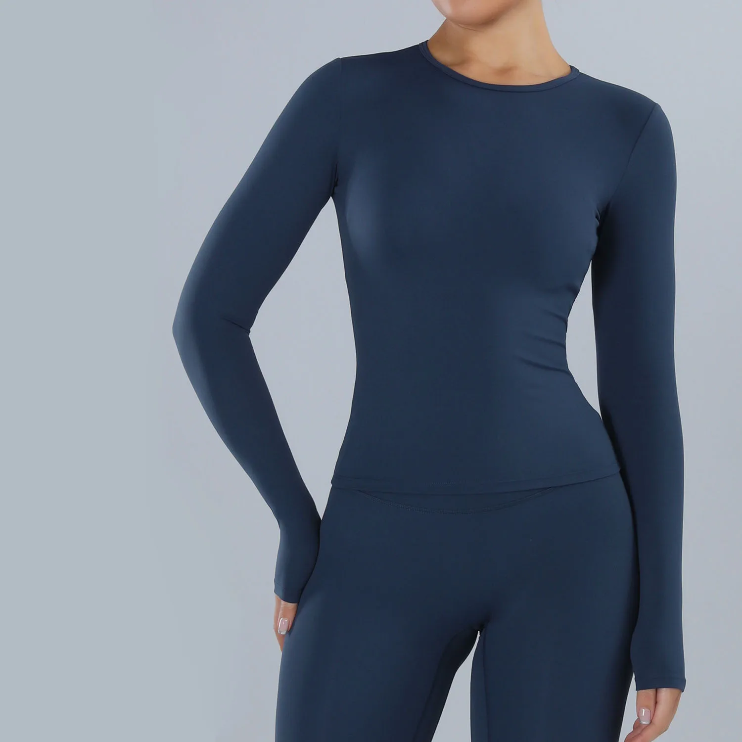 

SOISOU 13Colors Round Collar Slim Fit Yoga Top Women's Pilates Pullover Sports Long Sleeve High Elastic Fitness T Shirt