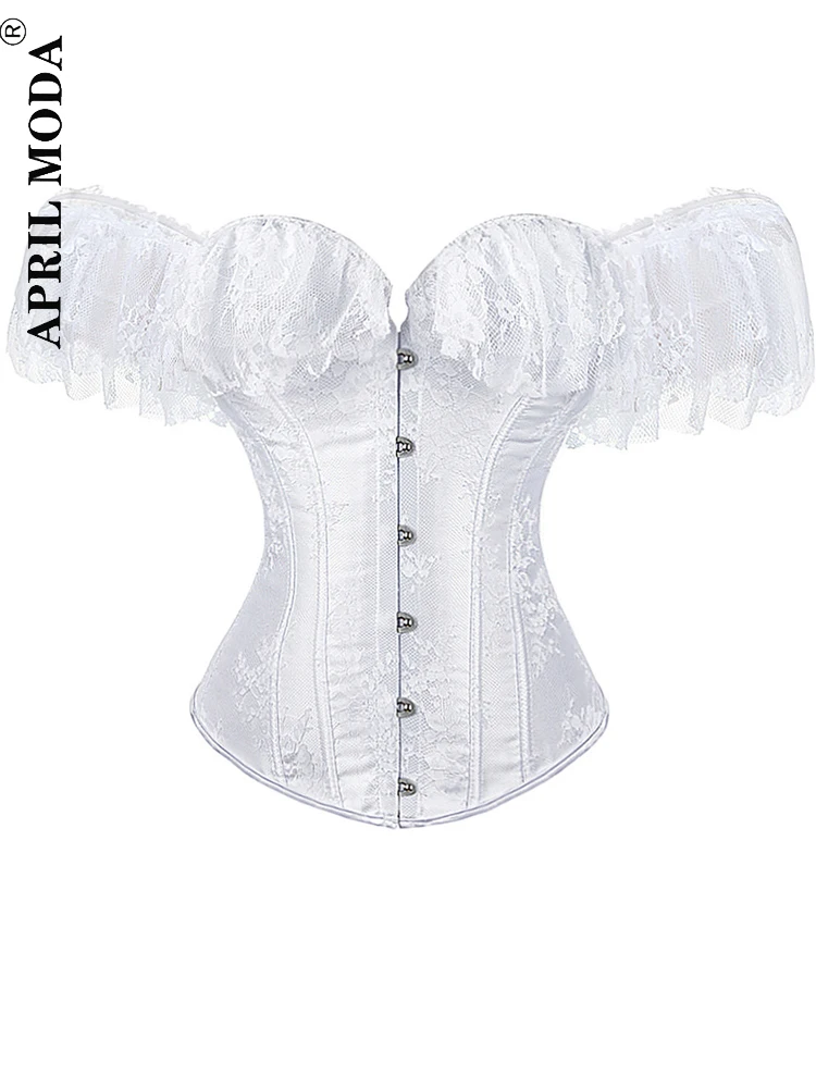 Black White Pink Lace Gothic Corset Tops Steampunk Cosplay Bandage Bodyshaper Elegant Patchwork Dance Party Bustier Costumes