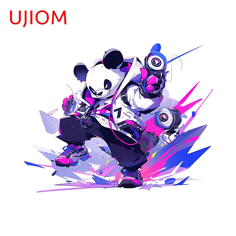 UJIOM for Colorful Lovely Cartoon Panda Wall Stickers Amusing Ink Style Picture Decals Creative Baby Nursery Room Wallpapers