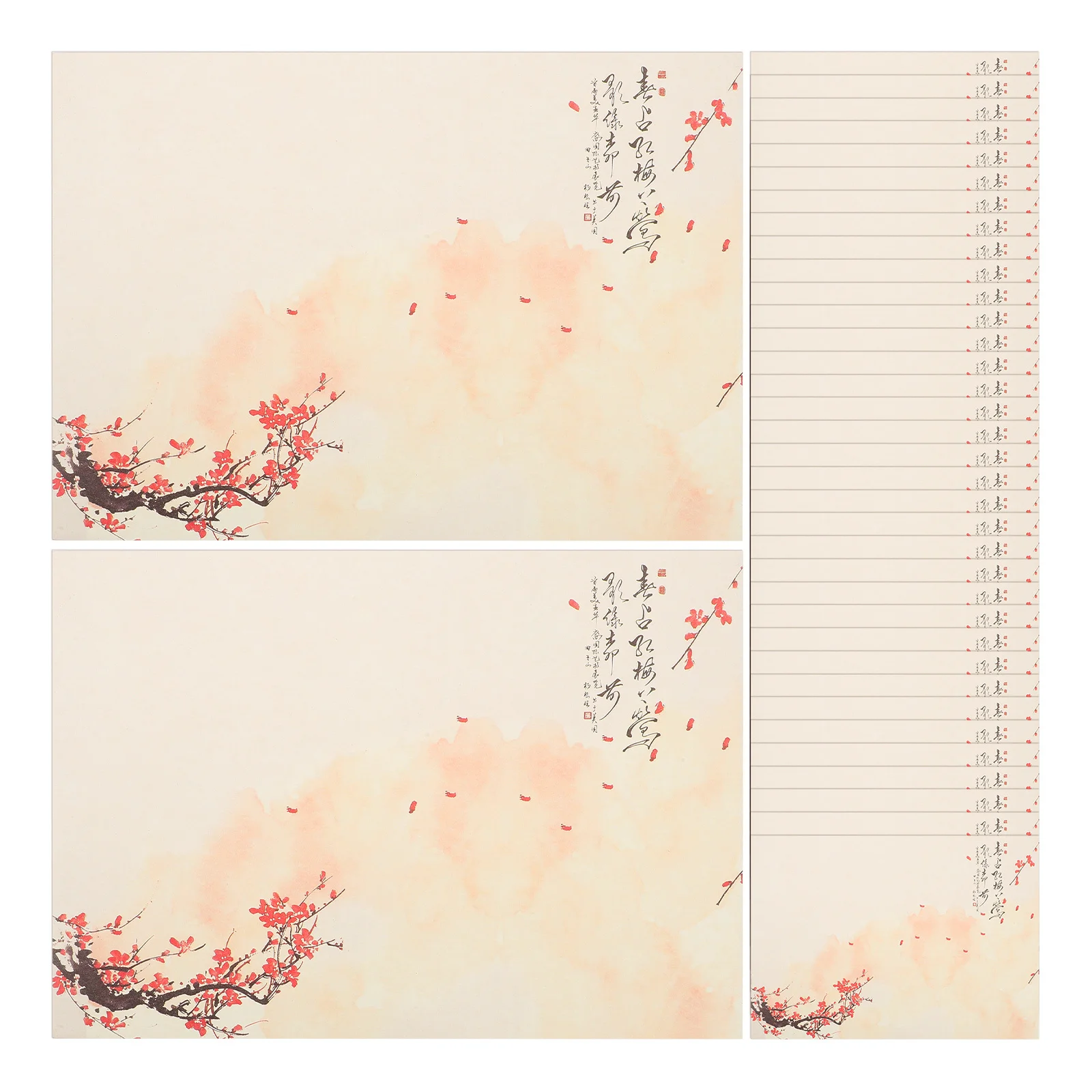 80 Sheets Elegant Letter Paper Plum Blossom Pattern Reusable Writing Paper for Greeting Cards Postcards Announcements Decorative