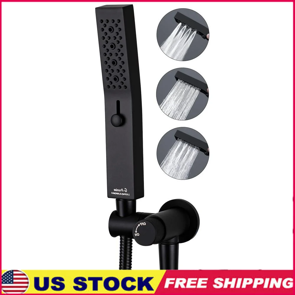 Handbrause-Set aus Metall mit 3 Sprühmodi und Ein/Aus-Schalter, Ganzmetallkonstruktion, 70 Zoll flexibler Schlauch