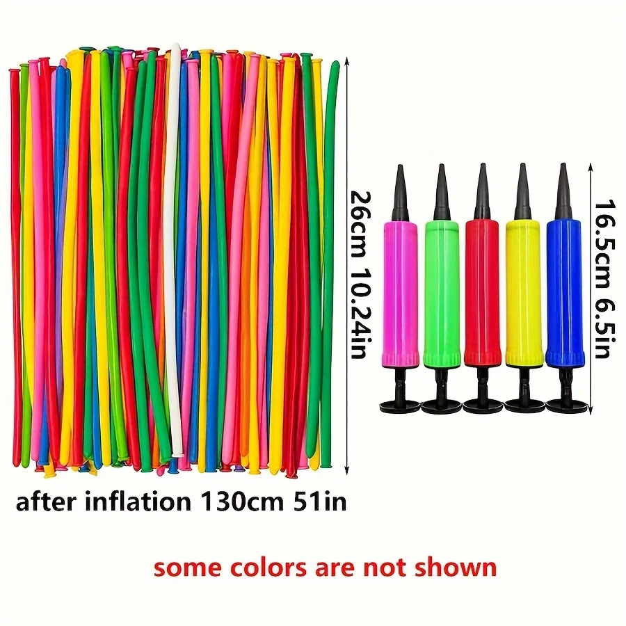 50/100pcs 10.23inch Colorful Long Latex Balloons With Balloon Pump DIY Manual class Magic Twisting Balloons ZSY