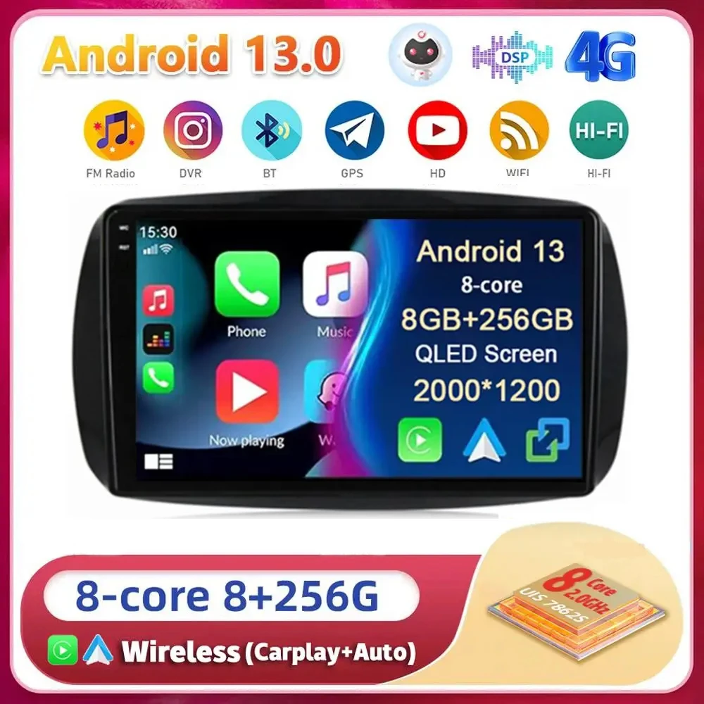 

Android13 Carplay Auto For Mercedes Benz Smart 453 Fortwo 2014 2015 2016 2017 2018 -2020 Multimedia Car Radio Player WIFI Stereo